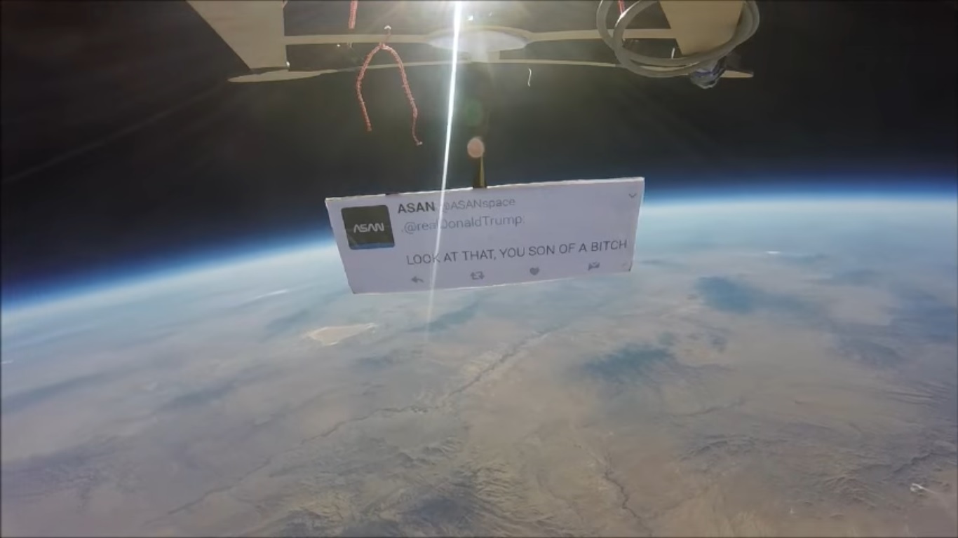The First Protest Ever In Space Is Directed At Trump